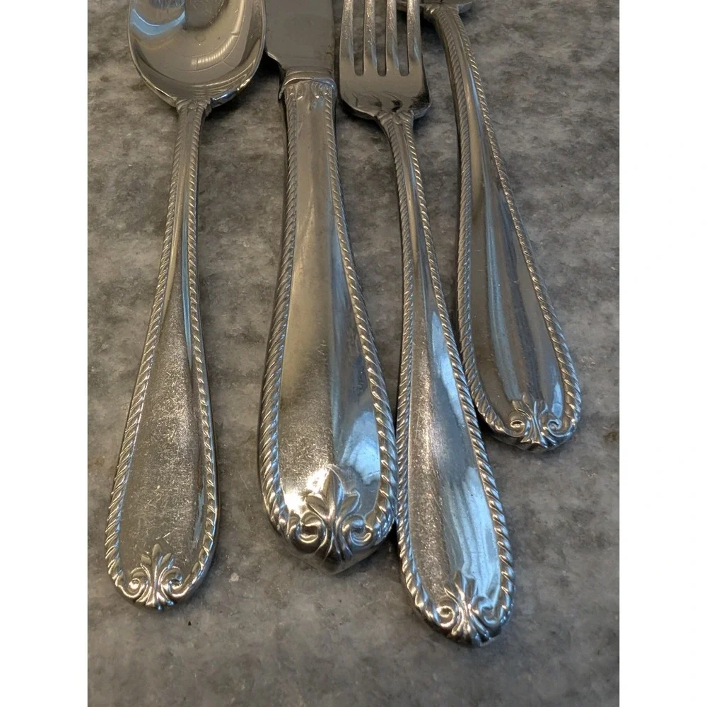 4 Lenox TUDOR BEAD Stainless 18/10‎ Glossy Rope Edge Flatware